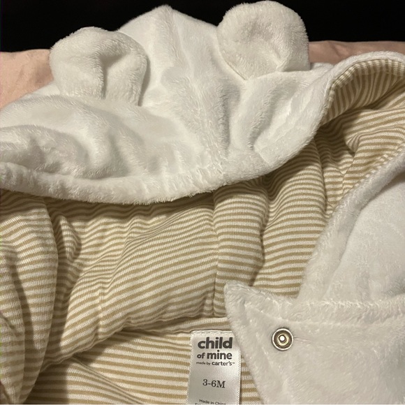 Carter’s Child of Mine White Fleece Hooded Sleep Sack 3-6 Months - Picture 3 of 8